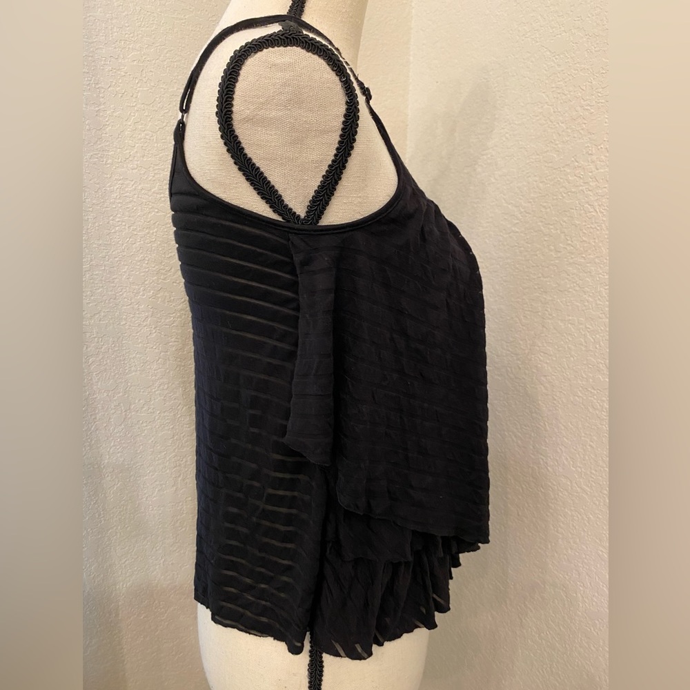Free People Ruffled Tank Top. Size XS. Color black. - Picture 4 of 6